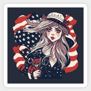 Patriotic Cat Mother Sticker